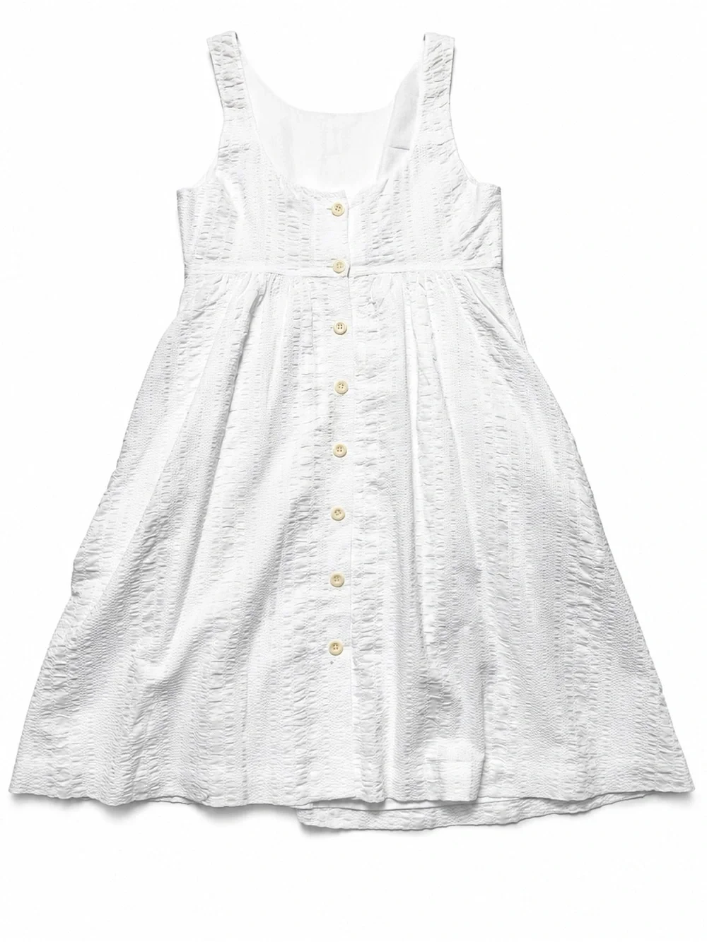 J. Crew White Textured Cotton Button Front Sundress Cottagecore Size 4 - Picture 2 of 11